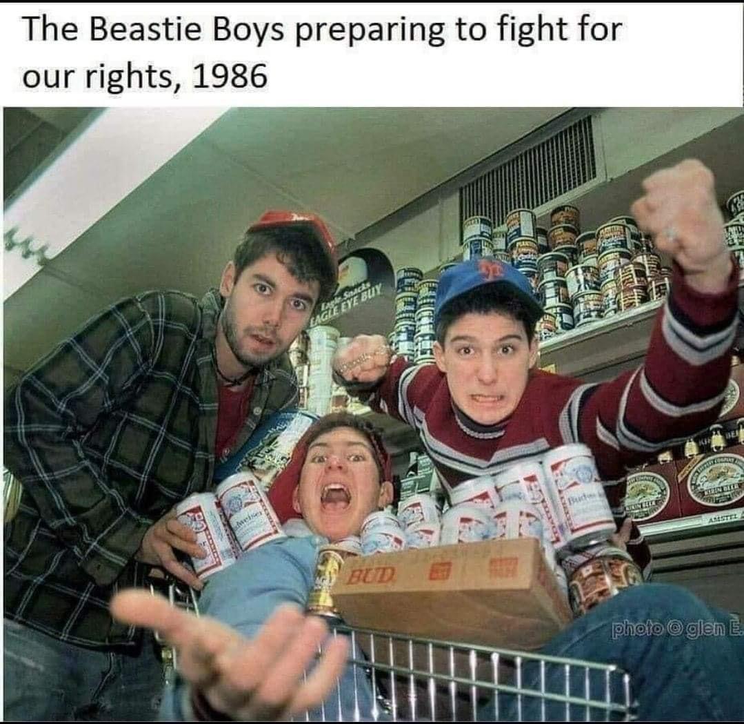 The Beastie Boys preparing to fight for our rights 1986