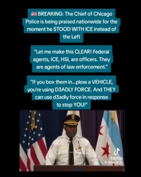 BREAKING: The Chief of Chicago Police is being praised nationwide for the moment he STOOD WITH ICE instead of the Left

