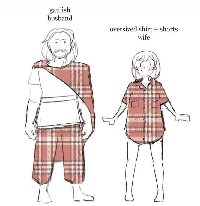 gaulish husband oversized shirt + shorts wife