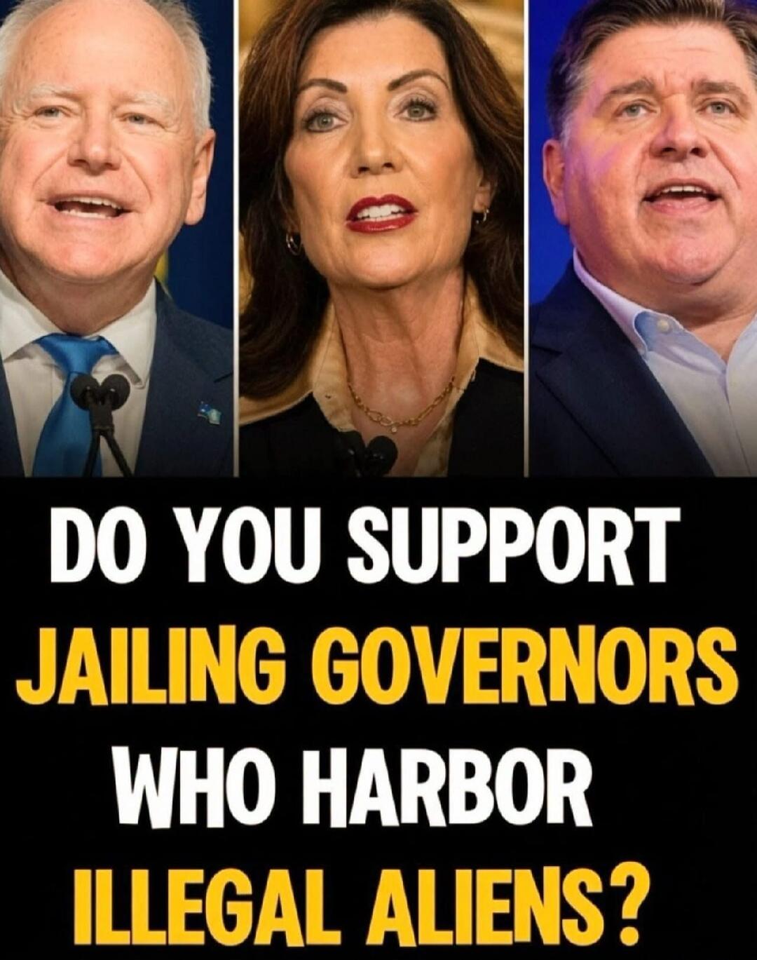 DO YOU SUPPORT JAILING GOVERNORS WHO HARBOR ILLEGAL ALIENS?
