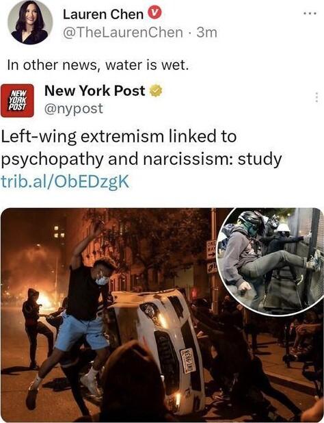 Lauren Chen Cher Left wing extremism linked to psychopathy and narcissism study