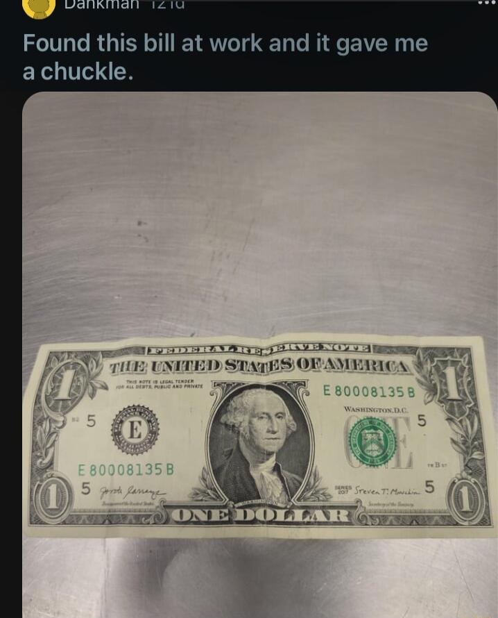 Found this bill at work and it gave me achuckle THE UN 5 6 S
