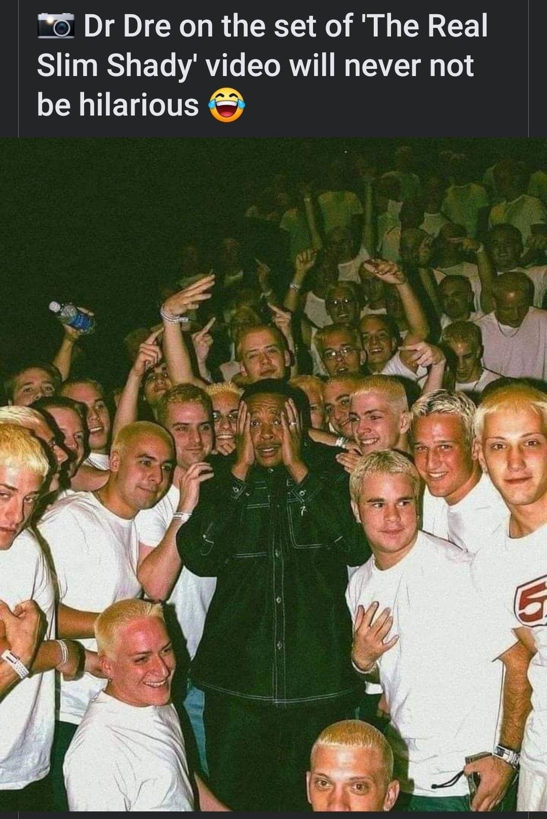 Dr Dre on the set of The Real Slim Shady video will never not EYHEGTITERG