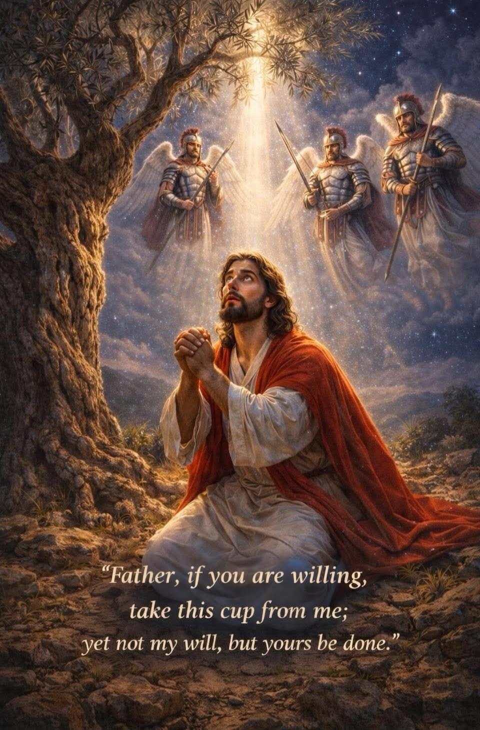 Father, if you are willing, take this cup from me; yet not my will, but yours be done.