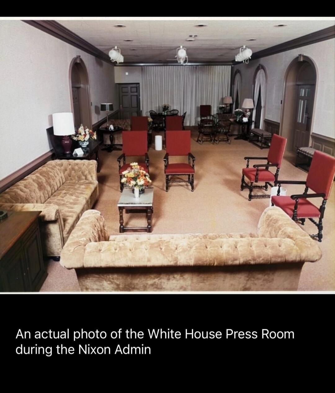 An actual photo of the White House Press Room during the Nixon Admin