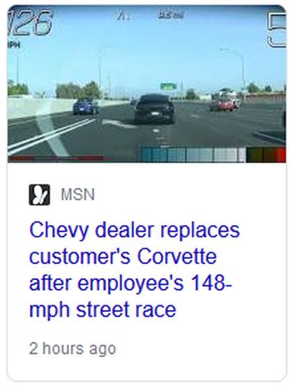 3 wsn Chevy dealer replaces customers Corvette after employees 148 mph street race 2 hours ago