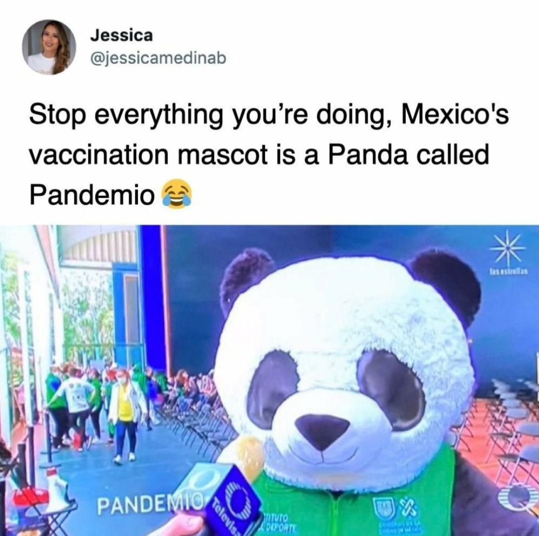 Jessica jessicamedinab Stop everything youre doing Mexicos vaccination mascot is a Panda called Pandemio Y 111111 W