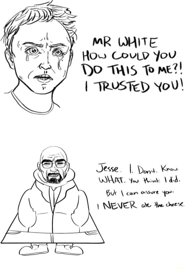MR WHITE How Coulp Youv DO IS Tome TRUSTED Yol Jesse Dona Kreo VWAL Yoo Wi dd B com ose oo 1 NEVER o Yo dvesc