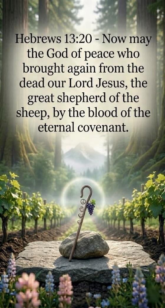 Hebrews 13:20 - Now may the God of peace who brought again from the dead our Lord Jesus, the great shepherd of the sheep, by the blood of the eternal covenant.