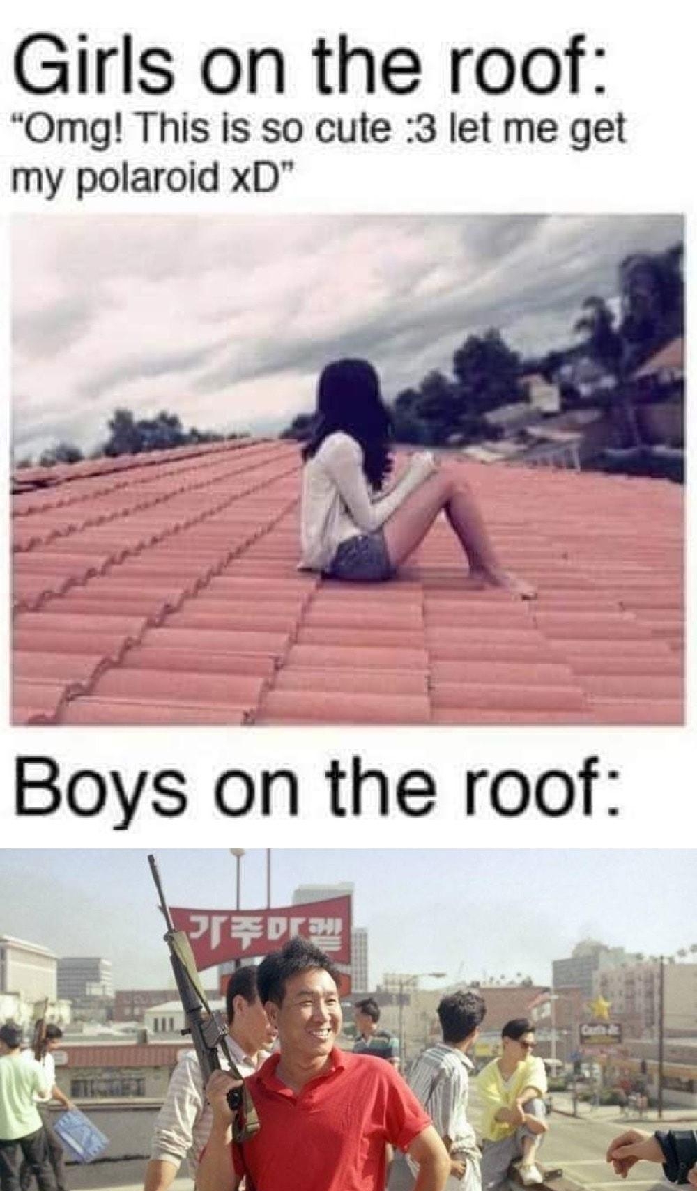 Girls on the roof Omg This is so cute 3 let me get my polaroid xD