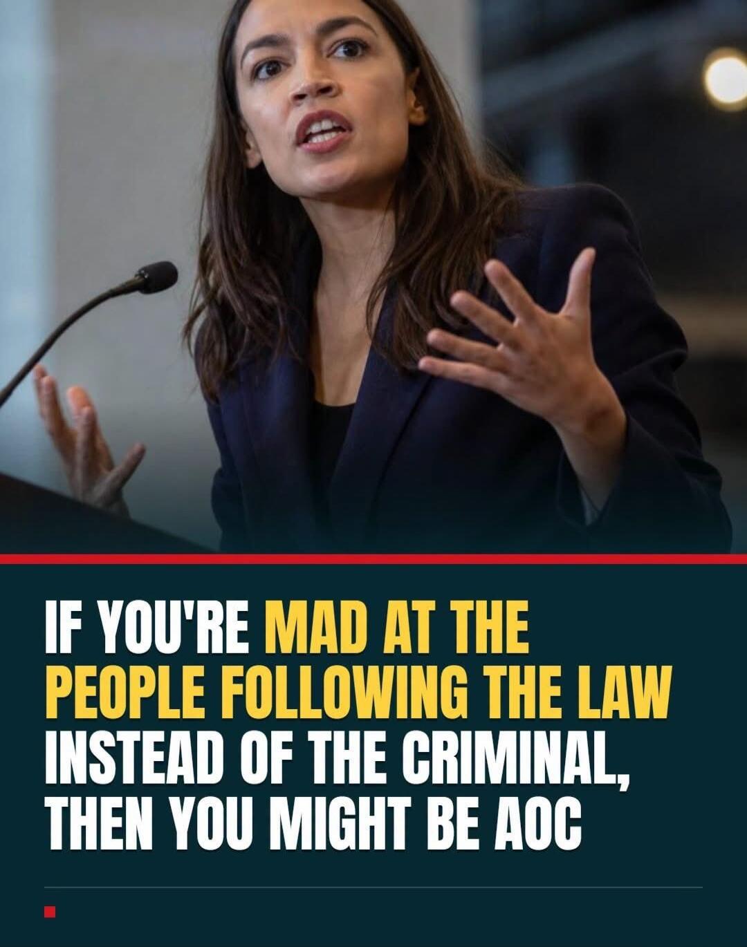 IF YOU'RE MAD AT THE PEOPLE FOLLOWING THE LAW INSTEAD OF THE CRIMINAL, THEN YOU MIGHT BE AOC