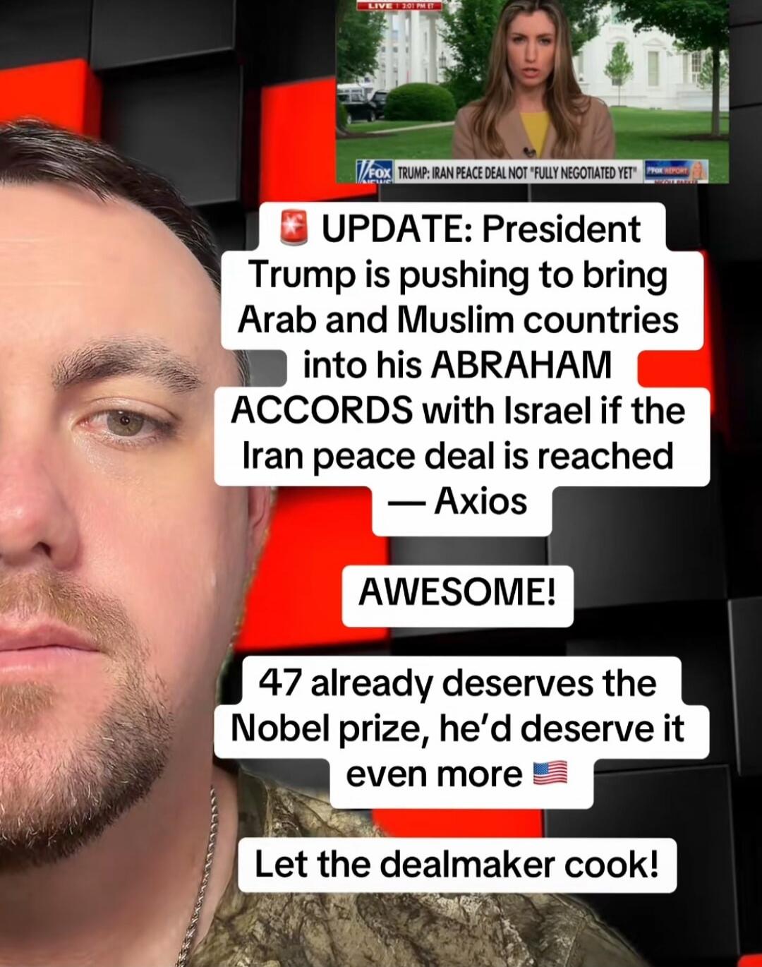 LIVE 3:01 PM ET. FOX NEWS. TRUMP: IRAN PEACE DEAL NOT 