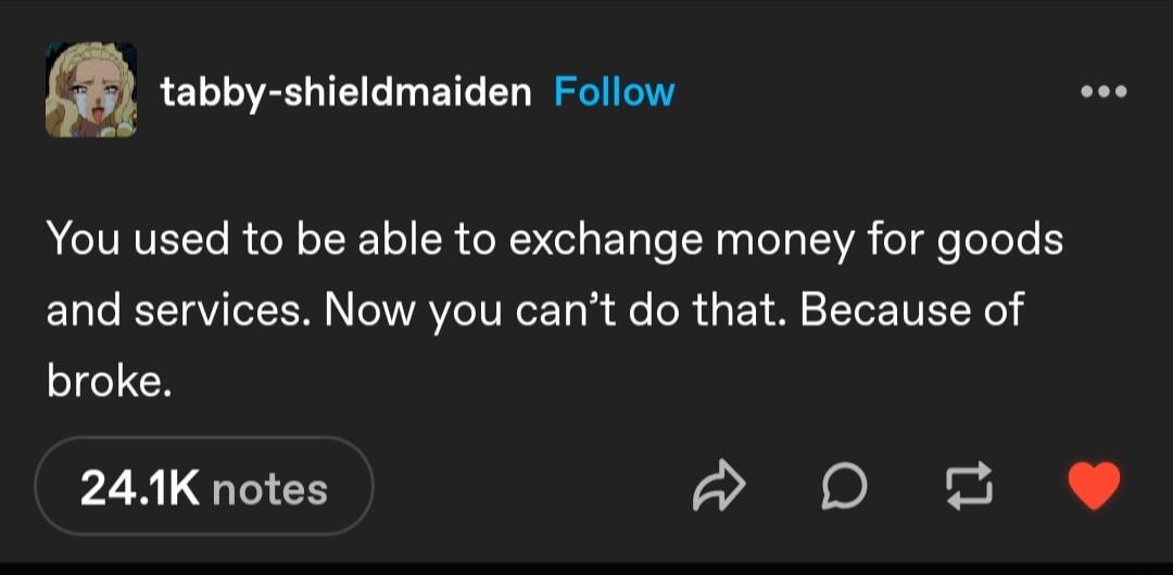 tabby shieldmaiden Follow You used to be able to exchange money for goods LT EETVICEER CAVCITRET R 8 R G ET A SRV EYG broke 24K notes P D