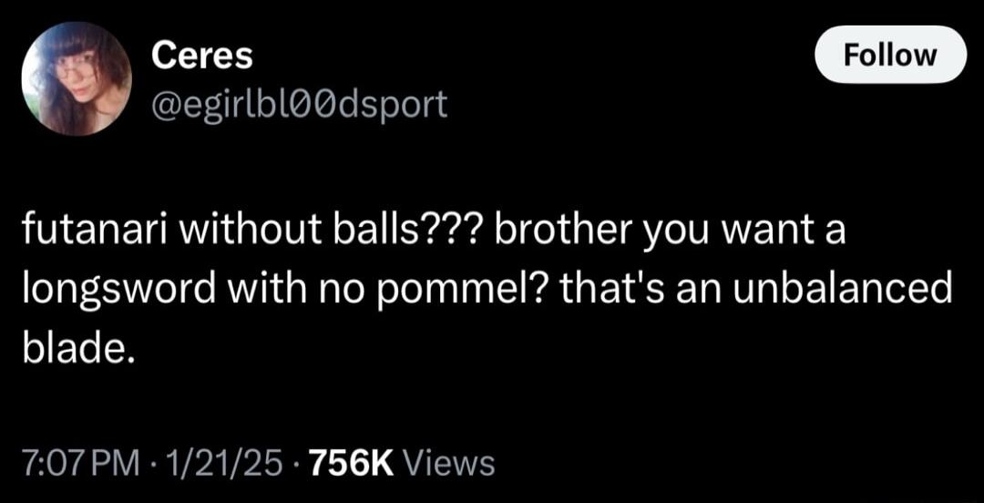 egirlblodsport futanari without balls brother you want a longsword with no pommel thats an unbalanced LIELGEN EE 4R TP aThicRy 1 QU