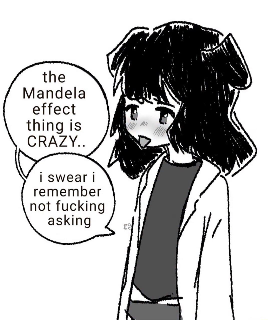 the Mandela effect thing is CRAZY.. i swear i remember not fucking asking