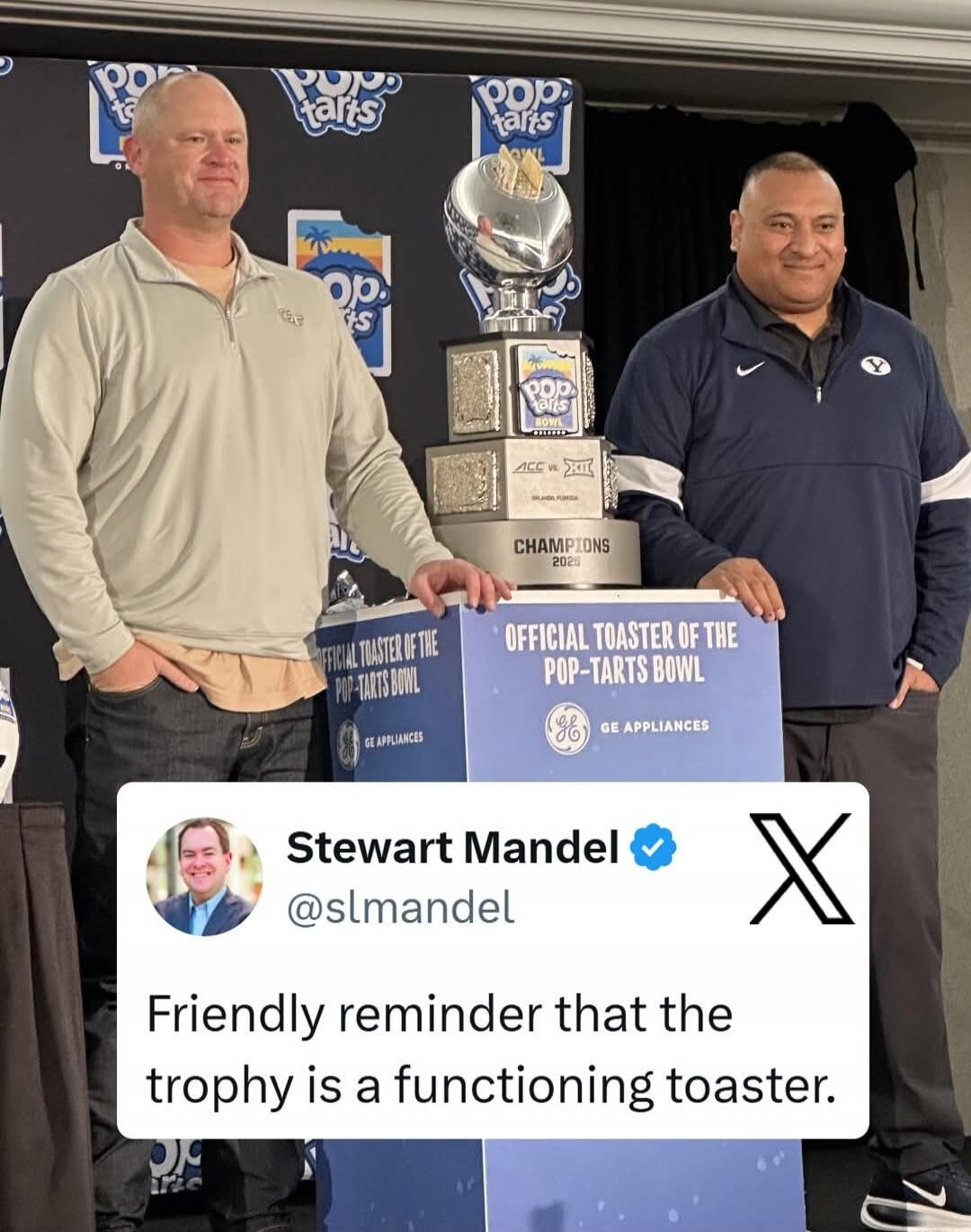 Friendly reminder that the trophy is a functioning toaster.