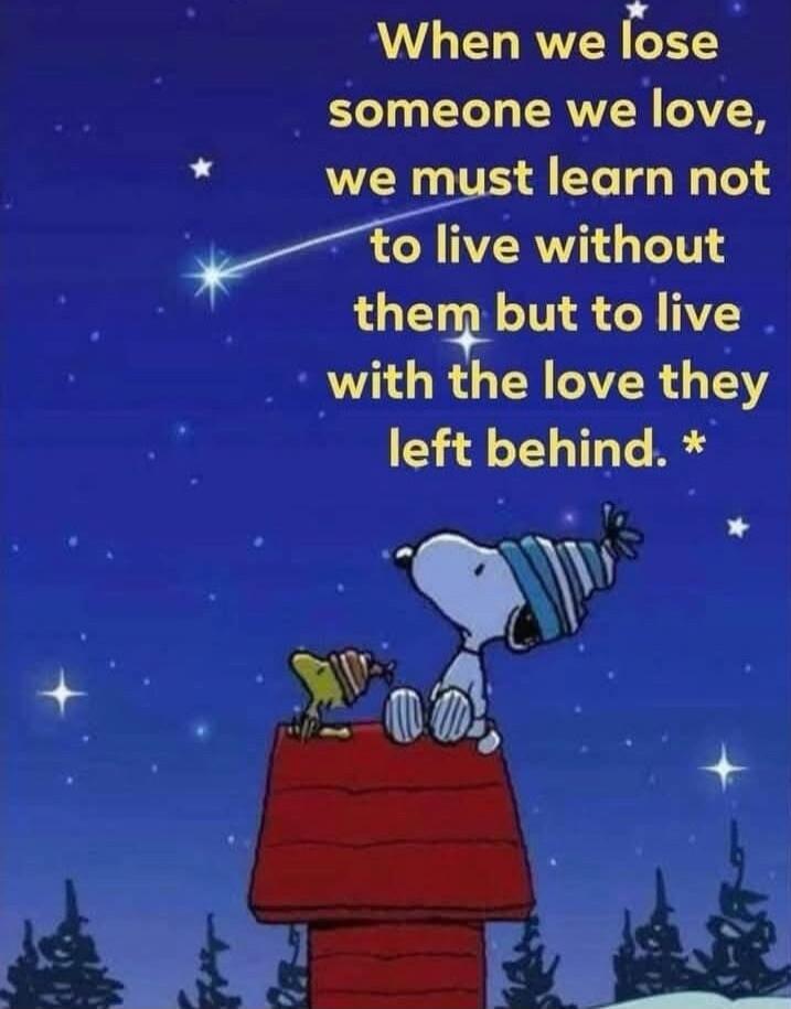 When we lose someone we love, we must learn not to live without them but to live with the love they left behind.