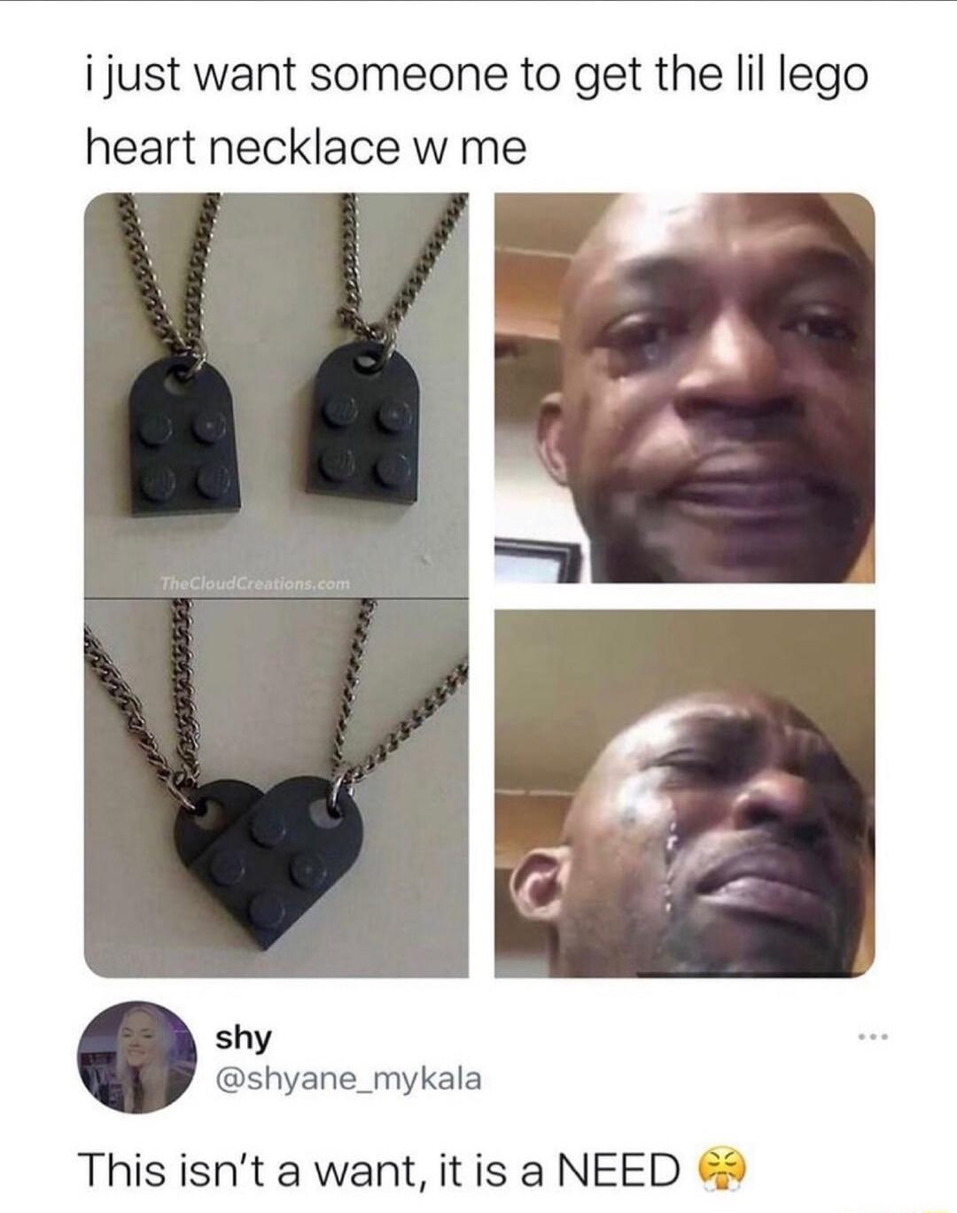 ijust want someone to get the lil lego heart necklace w me shyane_mykala This isnt a want itis a NEED 9