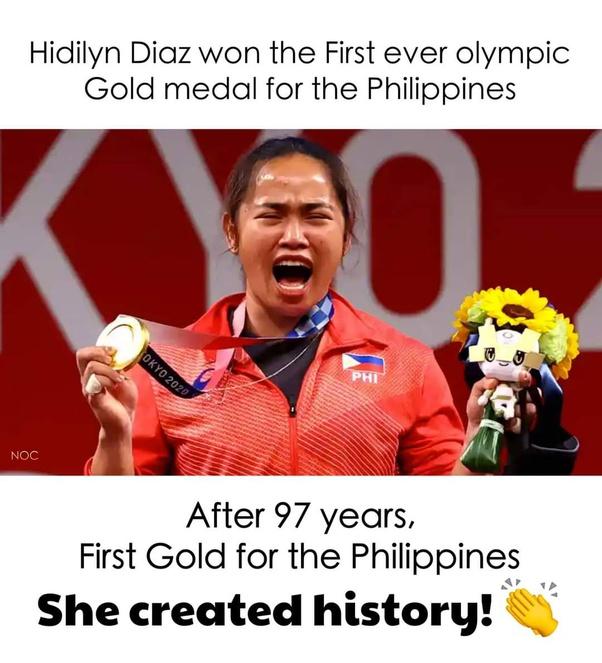 Hidilyn Diaz won the First ever olympic Gold medal for the Philippines After 97 years First Gold for the Phlhpplnes She created history