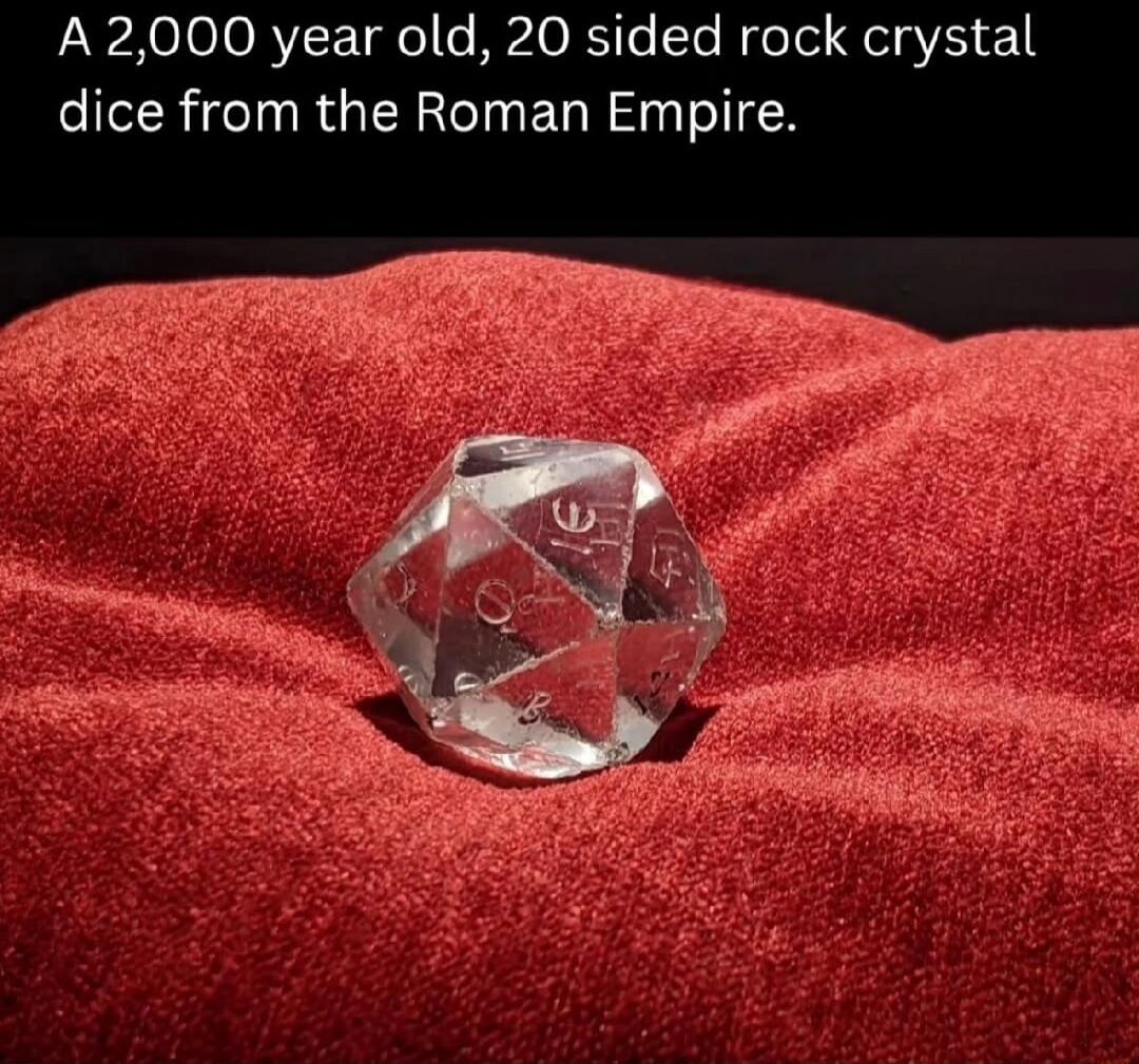 A 2,000 year old, 20 sided rock crystal dice from the Roman Empire.