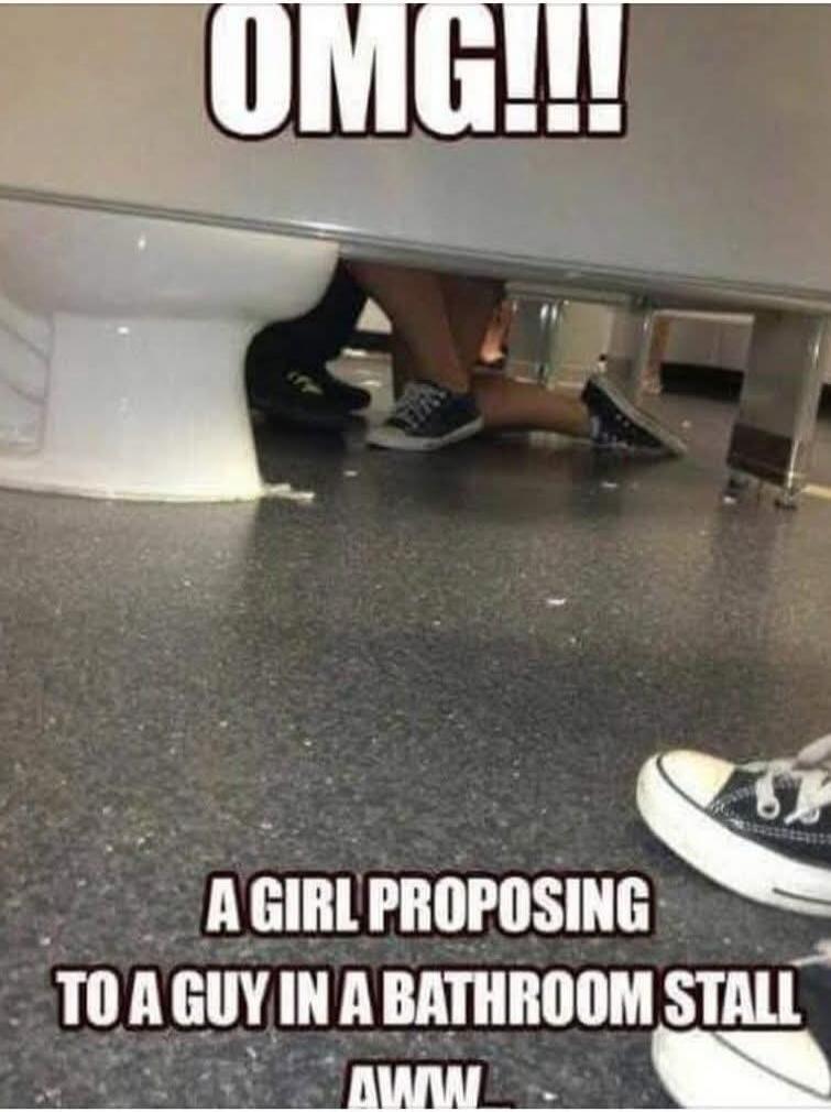 OMG!!! A GIRL PROPOSING TO A GUY IN A BATHROOM STALL AWW