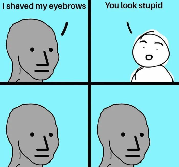 I shaved my eyebrows YYou look stupid