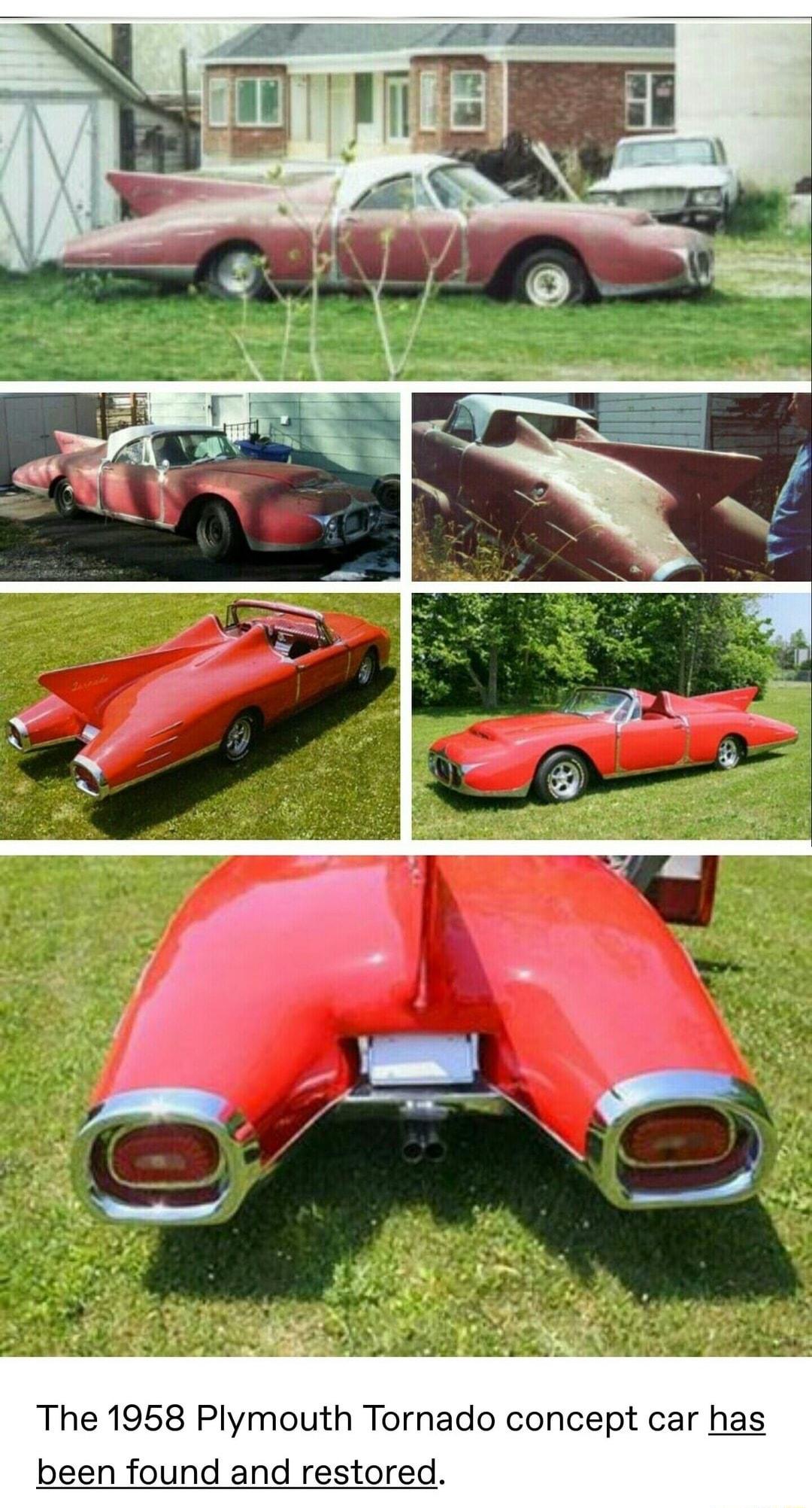 The 1958 Plymouth Tornado concept car has been found and restored