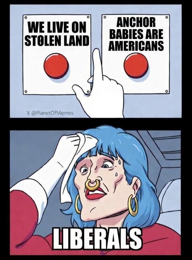 WE LIVE ON STOLEN LAND ANCHOR BABIES ARE AMERICANS LIBERALS