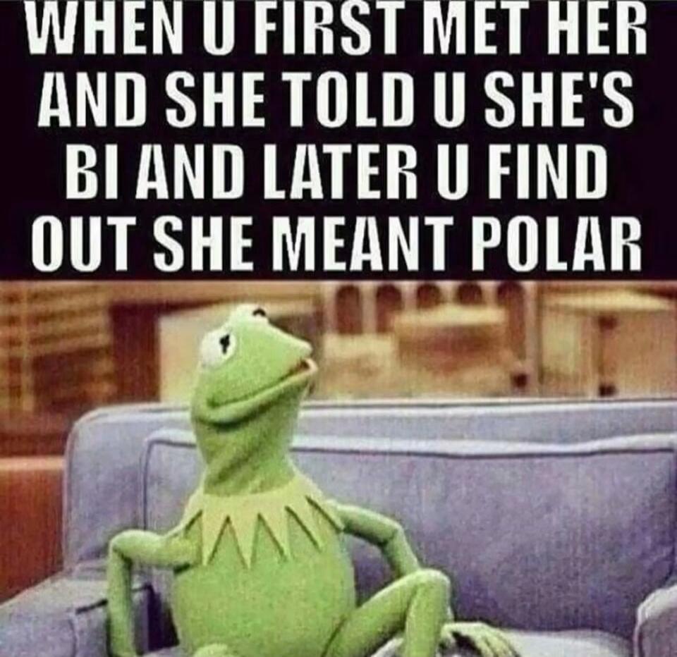 WHEN U FIRST MET HER AND SHE TOLD U SHE'S BI AND LATER U FIND OUT SHE MEANT POLAR