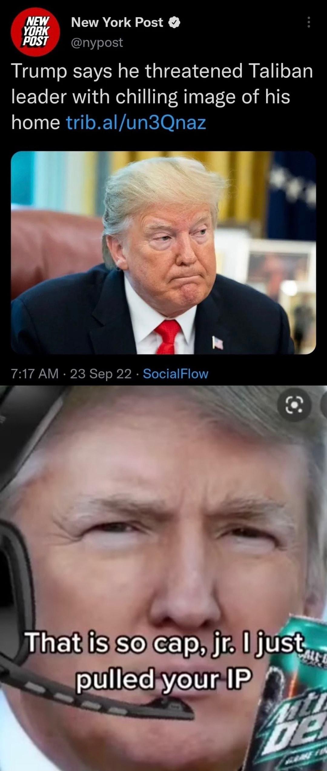 New York Post post Trump says he threatened Taliban leader with chilling image of his home t