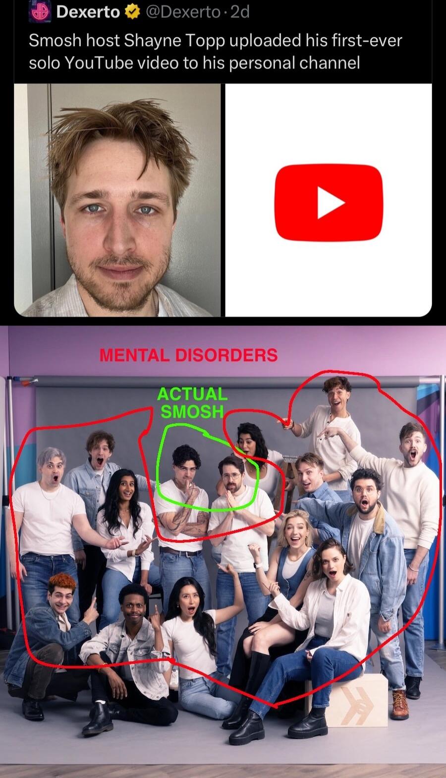 Dexerto Smosh host Shayne Topp uploaded his first ever solo YouTube video to his personal channel