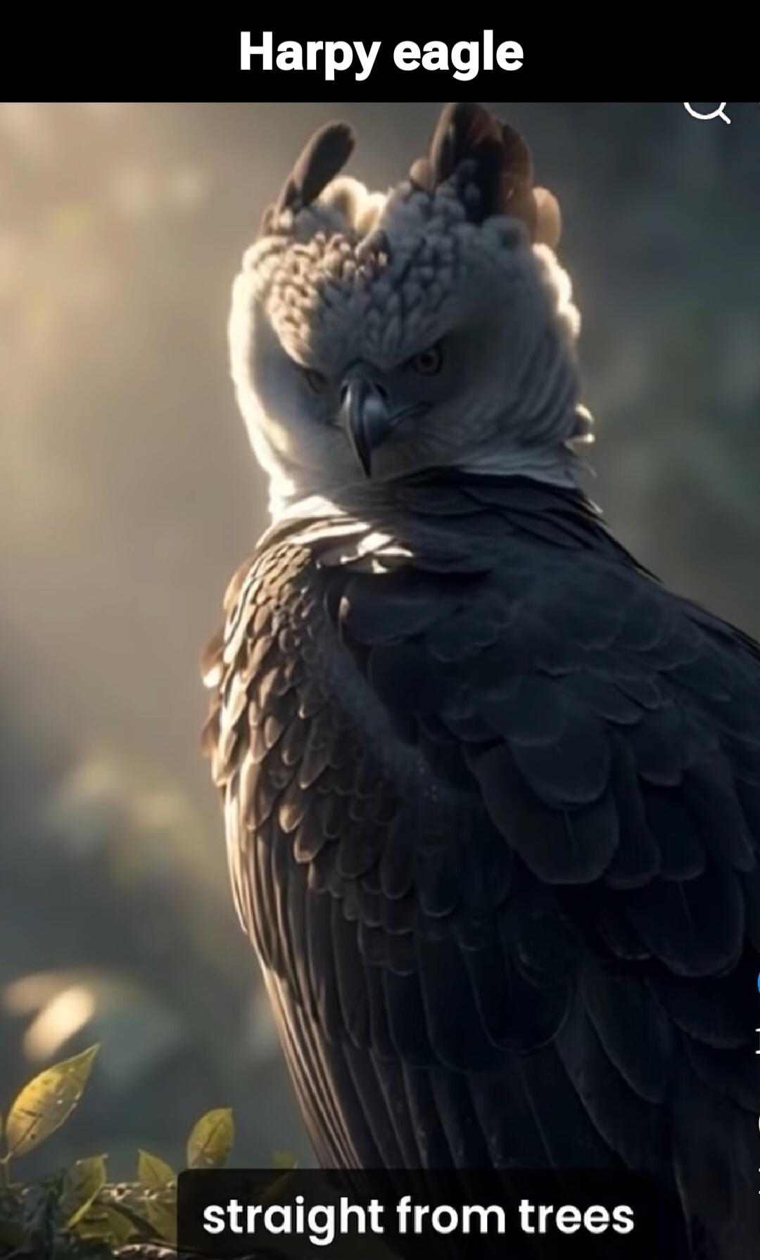 Harpy eagle straight from trees