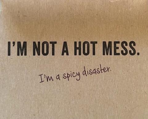 I'M NOT A HOT MESS. I'm a spicy disaster.