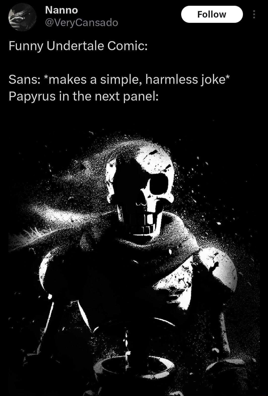 Funny Undertale Comic Sans makes a simple harmless joke Papyrus in the next panel