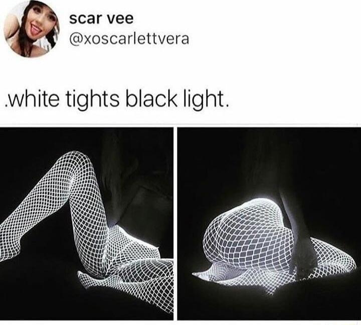 .white tights black light.