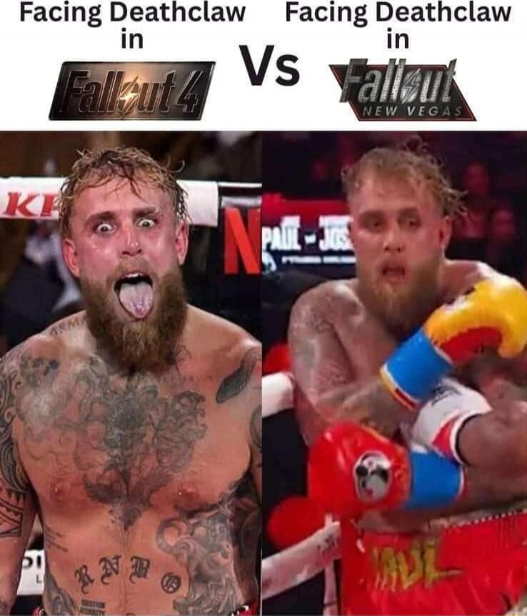 Facing Deathclaw in Fallout 4 Vs Facing Deathclaw in Fallout New Vegas