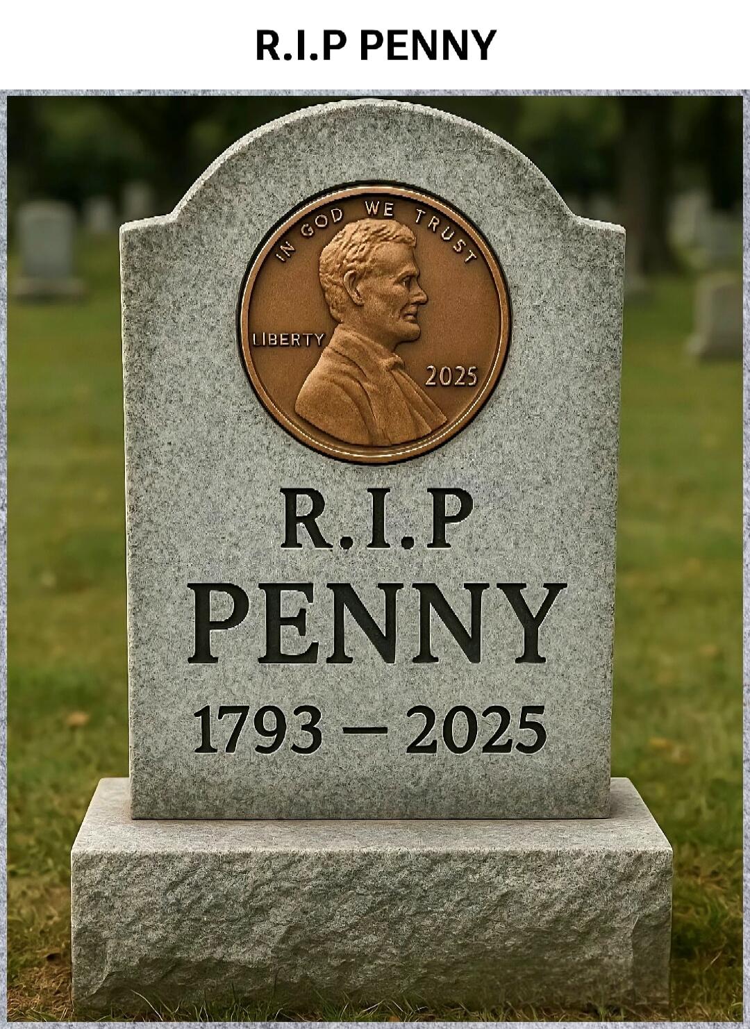 R.I.P
PENNY
1793 — 2025
IN GOD WE TRUST
LIBERTY 2025
Session ID: 1019103.