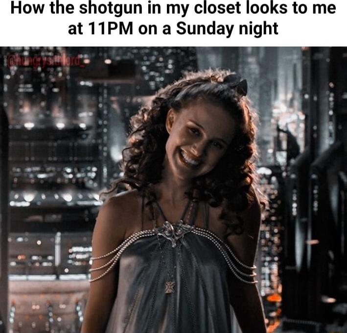 How the shotgun in my closet looks to me at 11PM on a Sunday night