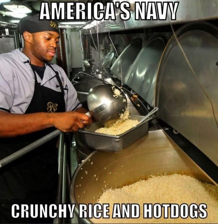 AMERICA'S NAVY CRUNCHY RICE AND HOTDOGS