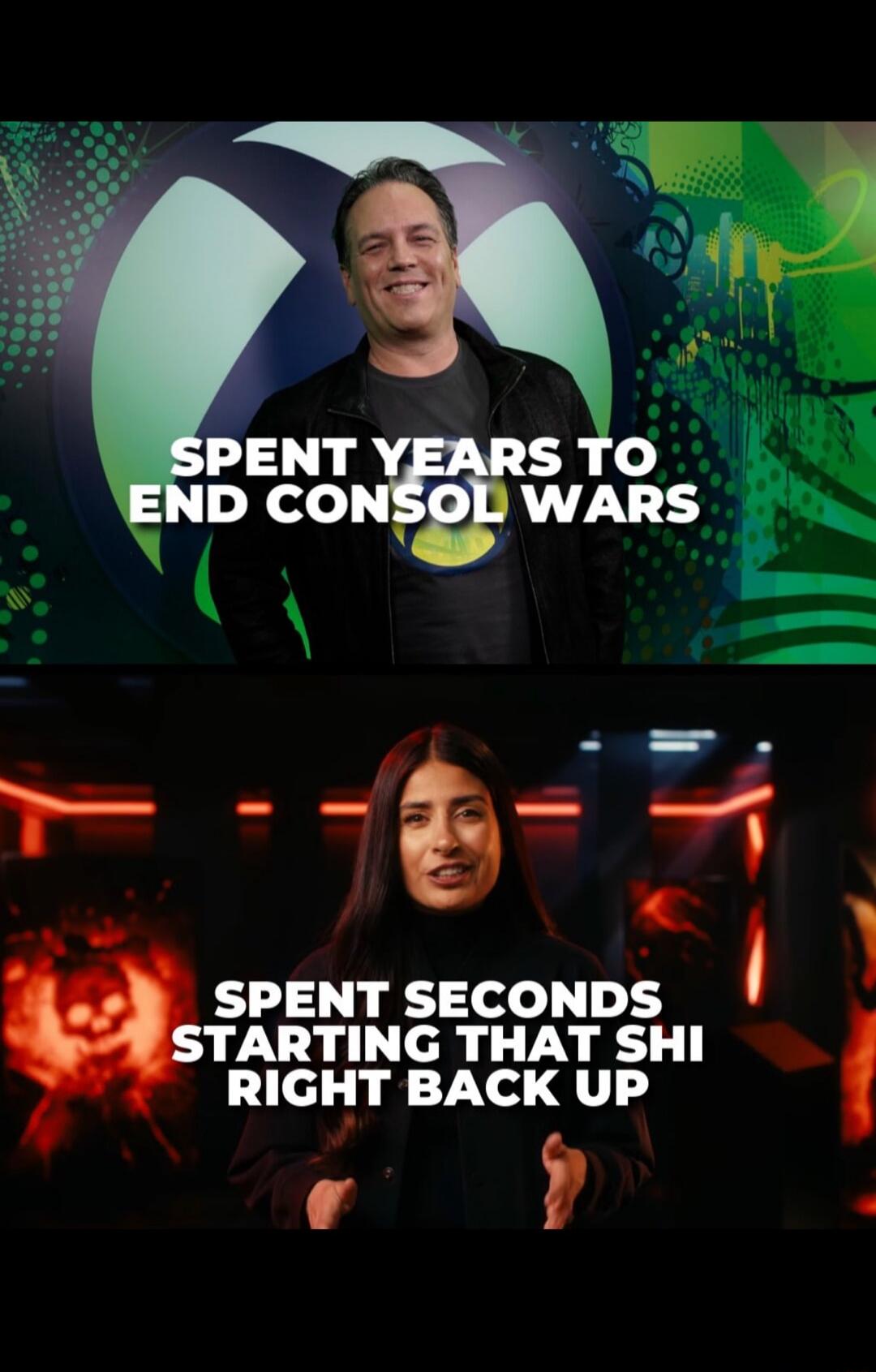 SPENT YEARS TO END CONSOLE WARS. SPENT SECONDS STARTING THAT SHIT RIGHT BACK UP.