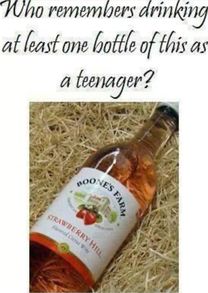 Who remembers drinking at least one bottle of this as a teenager?

Boone's Farm Strawberry Hill