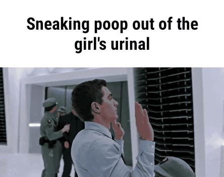 Sneaking poop out of the girls urinal