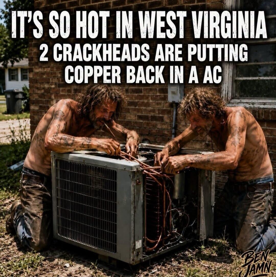 IT'S SO HOT IN WEST VIRGINIA 2 CRACKHEADS ARE PUTTING COPPER BACK IN A AC