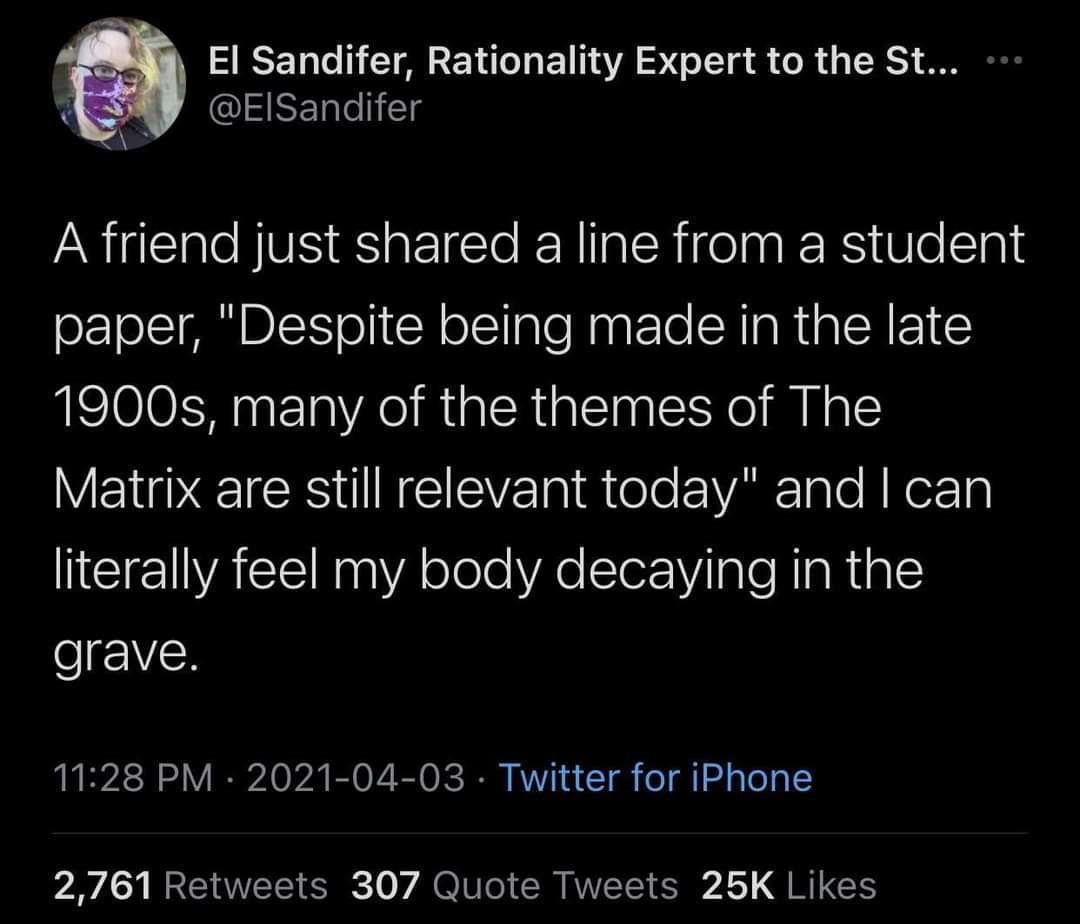 El Sandifer Rationality Expert to the St v QISRElelilg A friend just shared a line from a student paper Despite being made in the late 1900s many of the themes of The W ENDEICEREEYE s fielo Var Talo RKer1g NETEIVAEE R aYA olele Xo STorVilale RiaRtale grave B2 o A O b B O VR O ISR KWV 1 a T o gl 2 e Te o 1 P2y 4o MR TV S 0 VA 1UTo I AVVETEY 532 5 QTGS