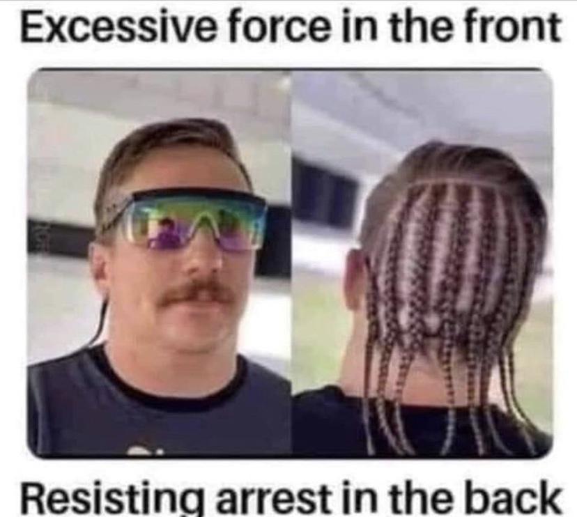 Excessive force in the front Resisting arrest in the back