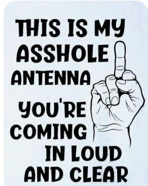 THIS IS MY ASSHOLE ANTENNA YOU'RE COMING IN LOUD AND CLEAR