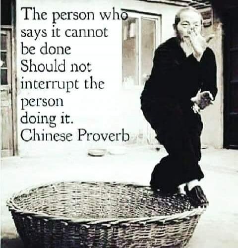 The person who says it cannot be done Should not interrupt the person doing it. Chinese Proverb