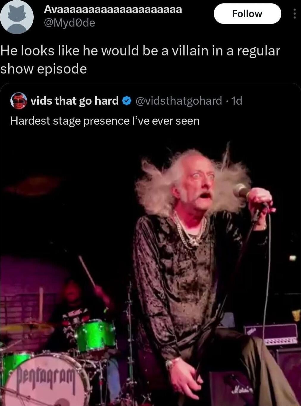 Avaaaaaaaaaaaaaaaaaaaa He looks like he would be a villain in a regular show episode 2 vids that go hard vidsthatgohard 1d Hardest stage presence Ive ever seen