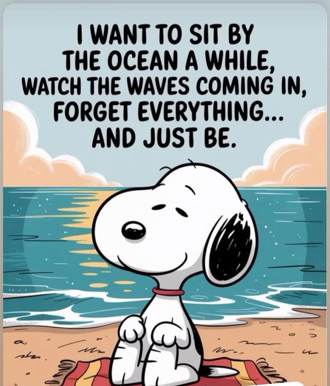I WANT TO SIT BY THE OCEAN A WHILE, WATCH THE WAVES COMING IN, FORGET EVERYTHING... AND JUST BE.