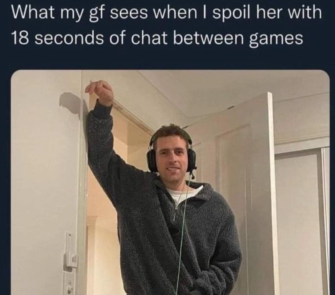What my gf sees when spoil her with 18 seconds of chat between games